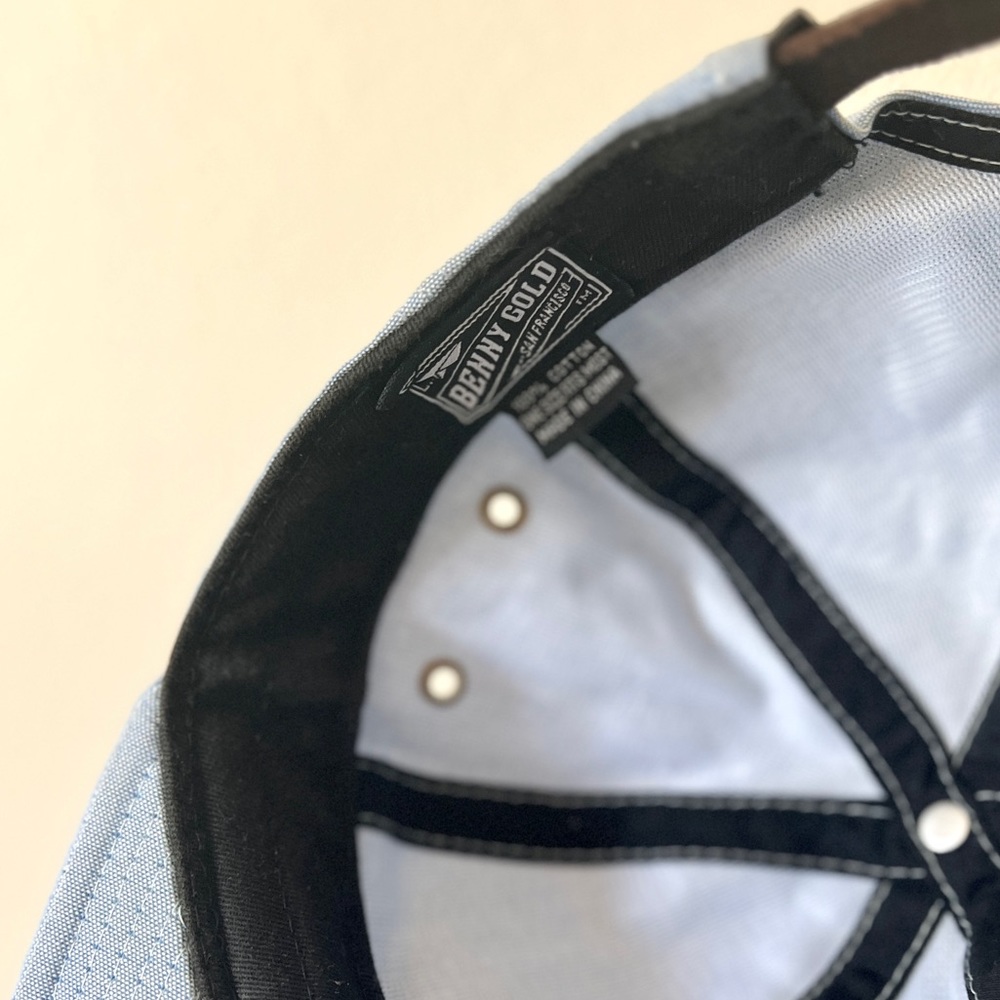 Benny Gold San Francisco Baby Blue Denim Embroidered Paper Plane Minimal Hat - Picture 6 of 6